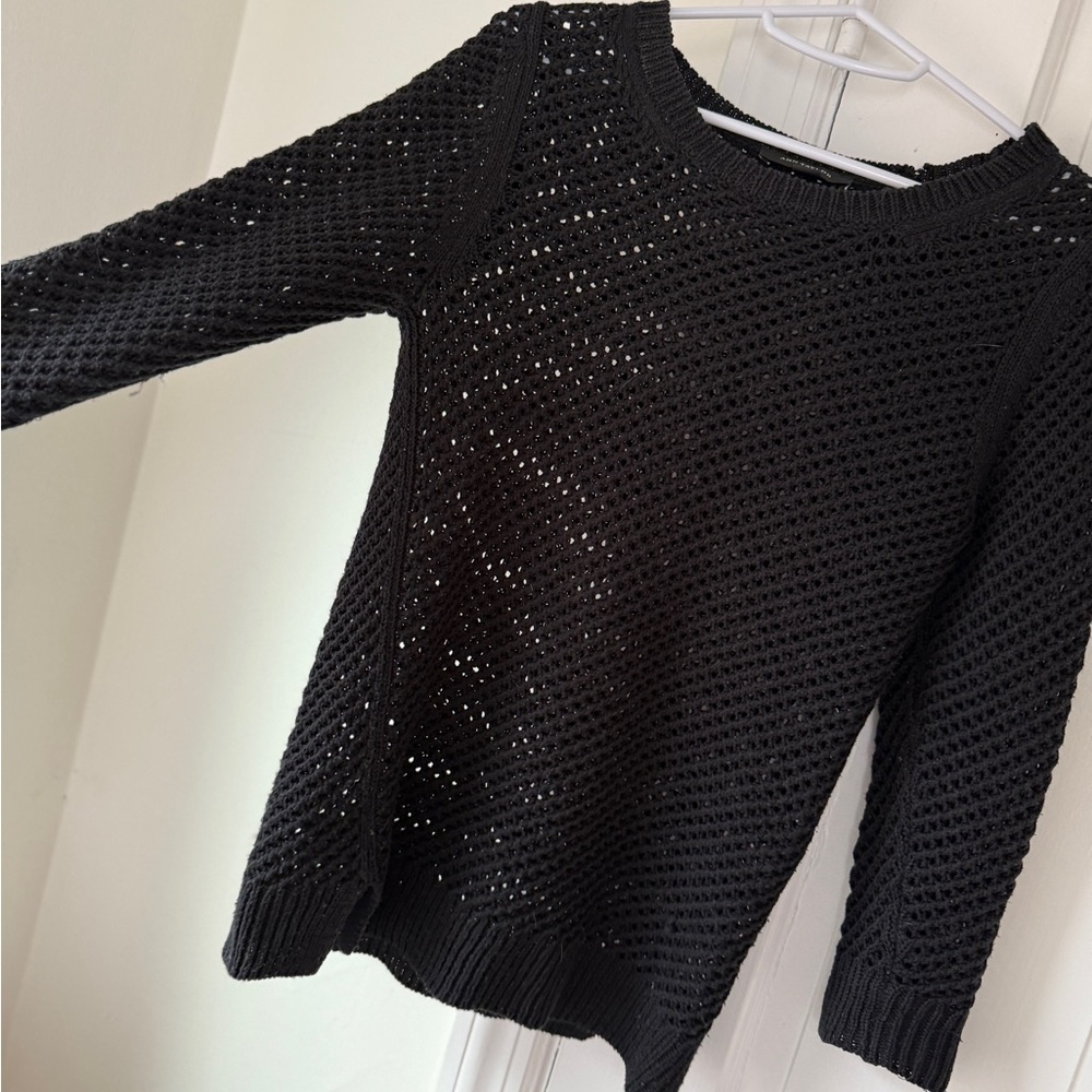 Ann Taylor Black Mesh Knit Woven Sweater. Women’s Small. - Picture 9 of 9